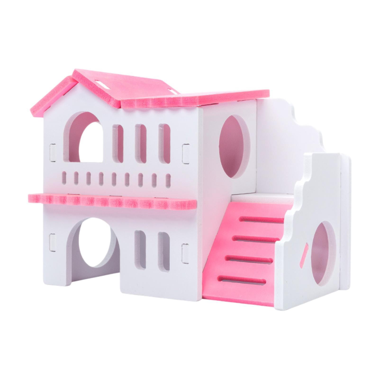 Bothyi Small Animal Hideout Exercise Toys Two Layers Hut for Gerbil Assemble Easily red white