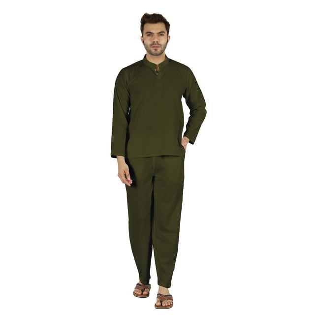 Inkmeso SolidNightwearSet For Men's Short Sleeve Pjs Loungewear Sets Soft Cotton Designer Sleepwear