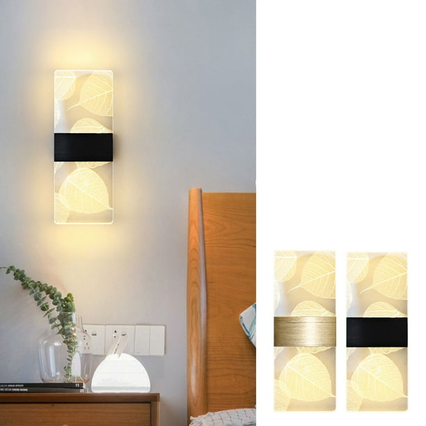 Aplique de Pared Acrílico con Cable, Diseño Led Moderno, Color Dorado y Negro, Iluminación Cálida para Sala de Estar y Dormitorio, Ambiente Elegante, Ahorro de Energía, Tamaño 27 X 10 X 5 Cm, Fácil I