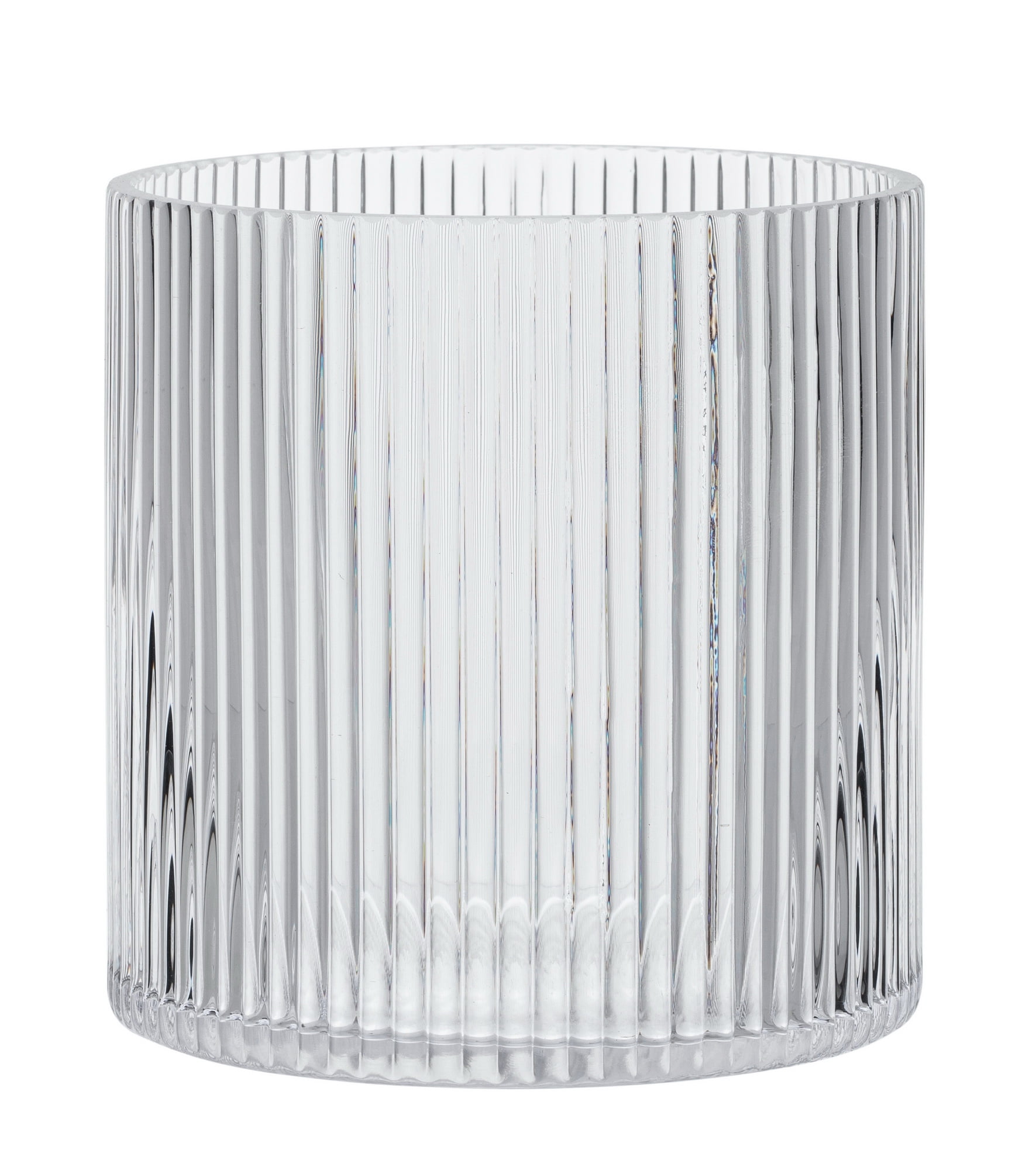 Better Homes & Gardens Clear Glass Ribbed Hurricane Candleholder, 5", Medium