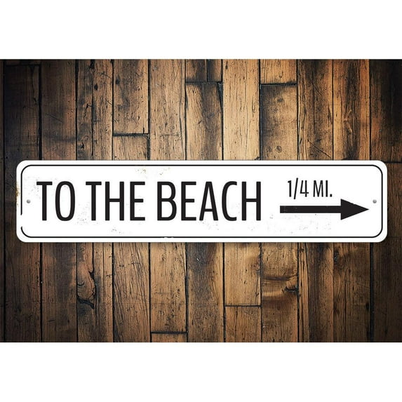 To The Beach Arrow Novelty Decor, Metal Wall Sign - 4x18 Inches