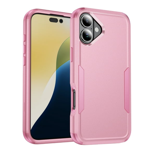 Compatible with Apple iPhone 16 Case for Women Men, Military Grade Shockproof Drop Protection Anti-Scratch Bumper Rugged Matte Phone Case Cover for iPhone 16, Pink