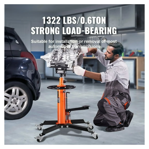Transmission Jack 1322 lbs Hydraulic Lift - 360° Swivel Wheels, Adjustable Height 34.3-68.5 inch, Heavy Duty Car Lift Jack for Automotive Repair