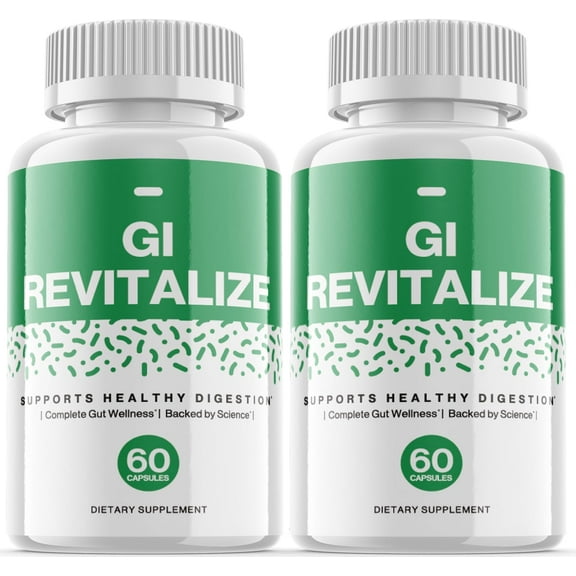 (2 Pack) Gi Revitalize - Dietary Supplement for Digestion and Healthy Gut - Pills for Immune System, Digestive Function, Healthy Stomach, Reduces Bloat - 120 Capsules