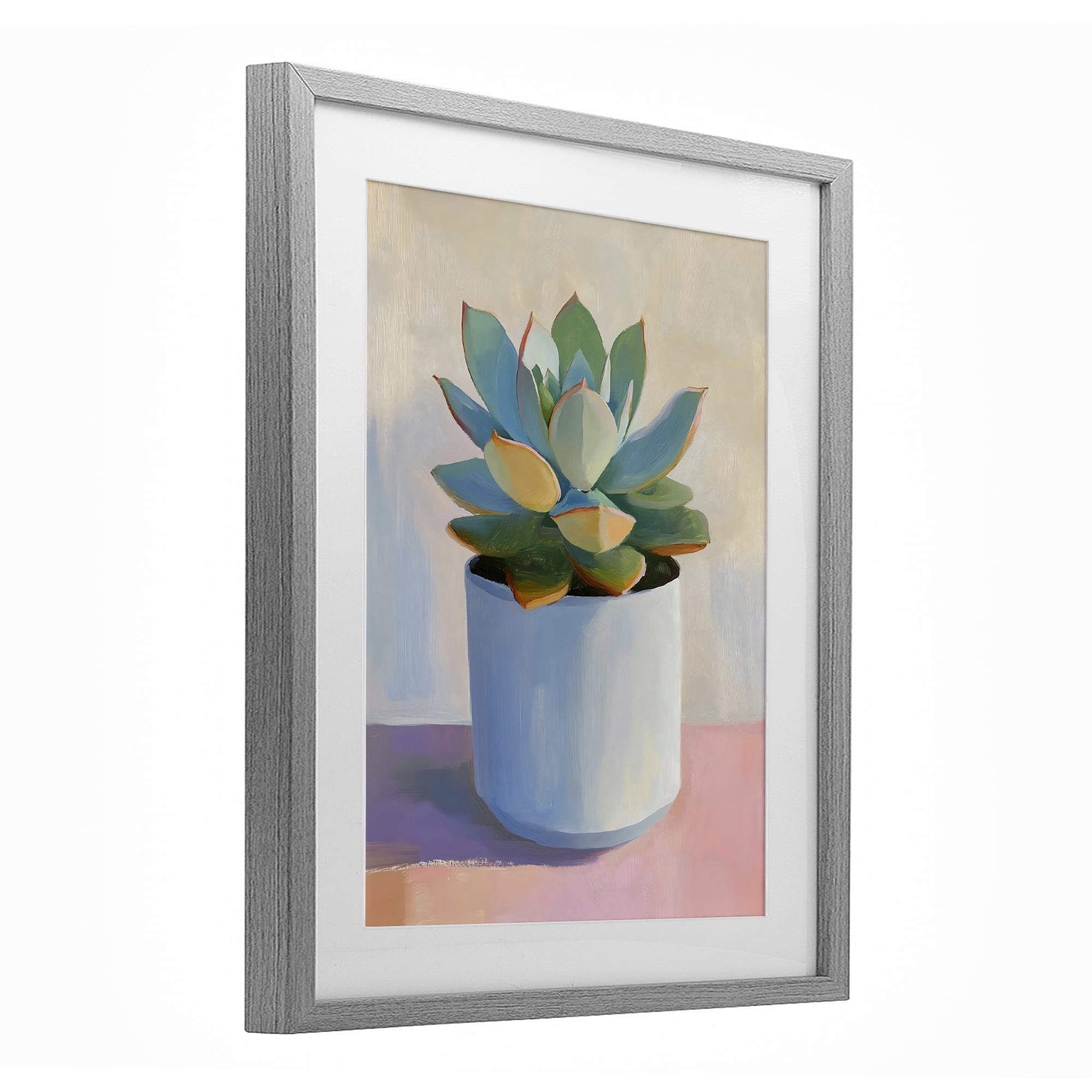 Stupell Industries Succulent Plant in White Pot Gray Framed Print Under Glass, design by The Prints Vibe