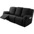 thumbnail image 3 of Recliner Sofa Covers - Stretch Reclining Couch Covers with Stripe Jacquard - 3 Seat Cushion Slipcovers with Soft Fabric - Furniture Protector for Pet Kid (Black), 3 of 16