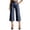 Navy, variant on Bosfbaoi Capri Pants for Women Button Fly High Waist Pinstripe Cropped Culotte Pants Pleated Wide Leg Womens Pants Office Work Pants for Women