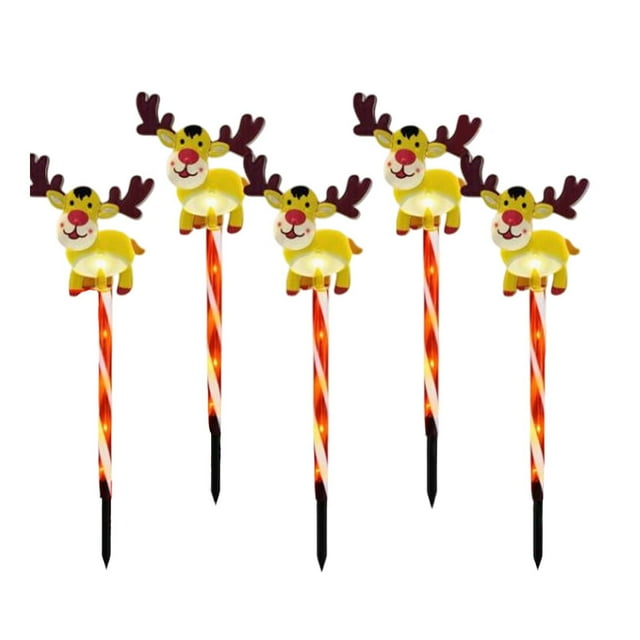 D Solar Powered Christmas Light String With Santa Reindeer Figures Five Pieces Set Outdoor Garden Decor Waterproof Design Automatic On Off Function Style D
