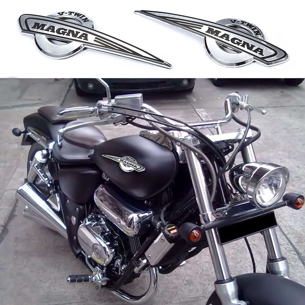 Motorcycle Chrome Fuel Gas Tank Badge Emblem Decal Sticker L/R For