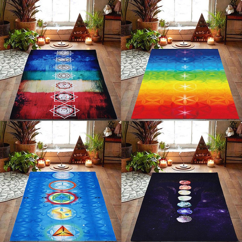 Tapis De Yoga Méditation Multicolore - 150x75 Cm, Polyester, Pliable, Absorbant, Pour Plage, Serviette, Déco