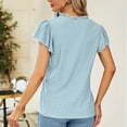 thumbnail image 4 of Bigersell Womens Casual Tops Women's Fashion Solid Color Casual V-Neck Short Sleeve Loose T-shirt Tops Women's Plus Ruffles Square Neck Short Sleeve Dress Shirts Style B29854, Light Blue XXL, 4 of 9