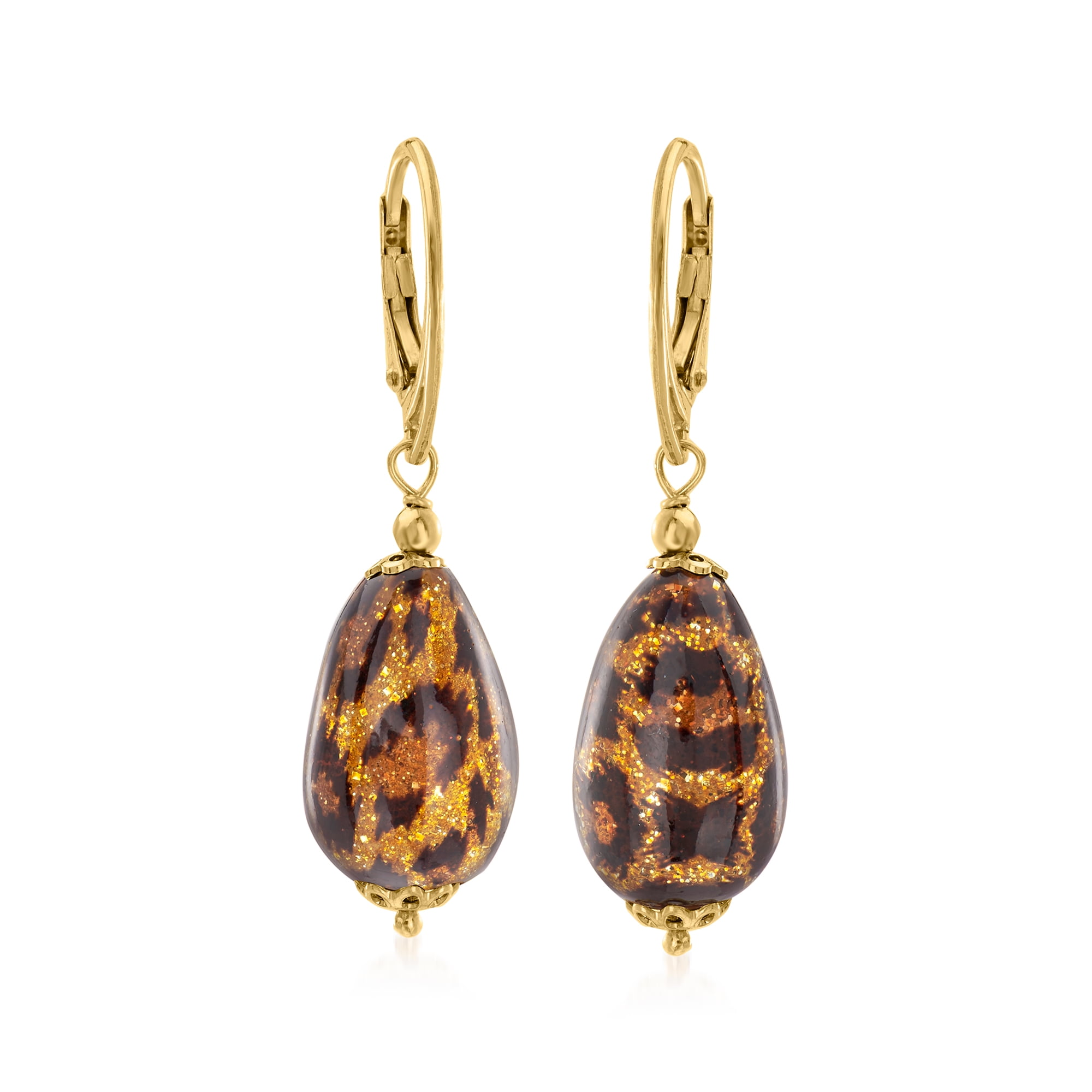 Ross-Simons Italian Leopard Murano Glass Drop Earrings in 18kt Gold Over  Sterling - Walmart.com