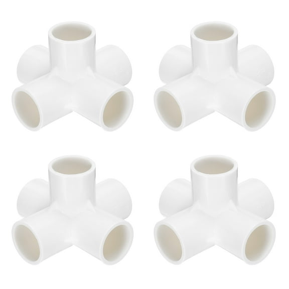 Uxcell Fitting 1" 5 Ways Connector Furniture Build Grade Pipe Coupling, White