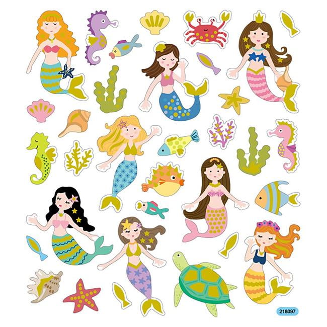 Glitter Mermaids Multicolored Stickers