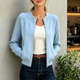 thumbnail image 4 of Zpanxa Fleece Jacket Women Zip Up Crew Neck Jacket Ribbed Raglan Long Sleeve Solid Color Lightweight Casual Comfortable Everyday Outerwear, 4 of 8