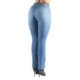 thumbnail image 6 of Fashion2Love Women's Juniors/Plus Colombian Design Butt Lift Push Up Mid Waist Straight Leg Jeans, 6 of 9