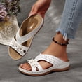 thumbnail image 3 of Rokment Beach Flower Orthopedic Arch Support Walking Backless Sandals for Women 2026 Boho Comfortable Casual Leather Ortho Platform Wedge Low Heel Dress Slip on Slippers White Size 7.5, 3 of 6