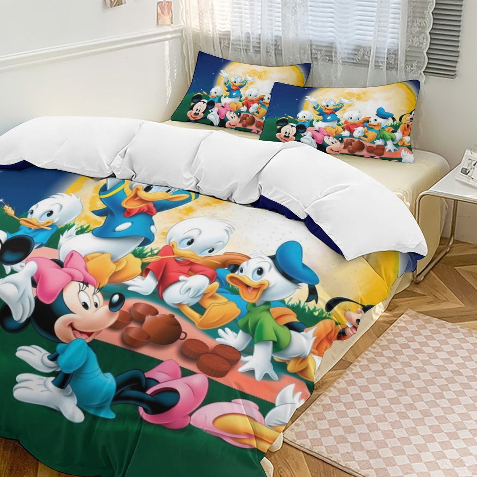 Cartoon Mouse 3-Piece Bedding Set, Printed Quilt Set Twin Size, Full Size,Queen Size,King Size,for Men Women Children Boy Girl Teen Kids (1 Duvet Cover, 2 Pillowcases) Bed Set 79"x90"