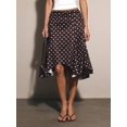 thumbnail image 5 of Womens Multicolor Polka Dot Asymmetrical Ruched High-Low Flowing Midi Skirt, Boho Elegant Summer Vacation Skirt, 5 of 6