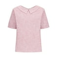 thumbnail image 4 of Pink Womens Tops Womens Summer Tops Lapel Retro Striped Back Button Loose Top Casual Shirt T Shirts for Women, 4 of 5