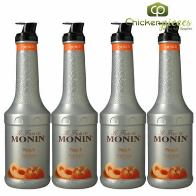 Monin Peach Fruit Purée, Authentic Gourmet Fruit Base for Smoothies, Cocktails, and Culinary Use, 1L (33.81 oz), 4/Case
