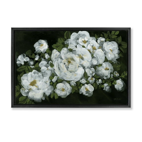 Stupell Industries Midnight Blooming Roses Botanical & Floral Painting Black Floater Framed Art Print Wall Art, 25 x 17
