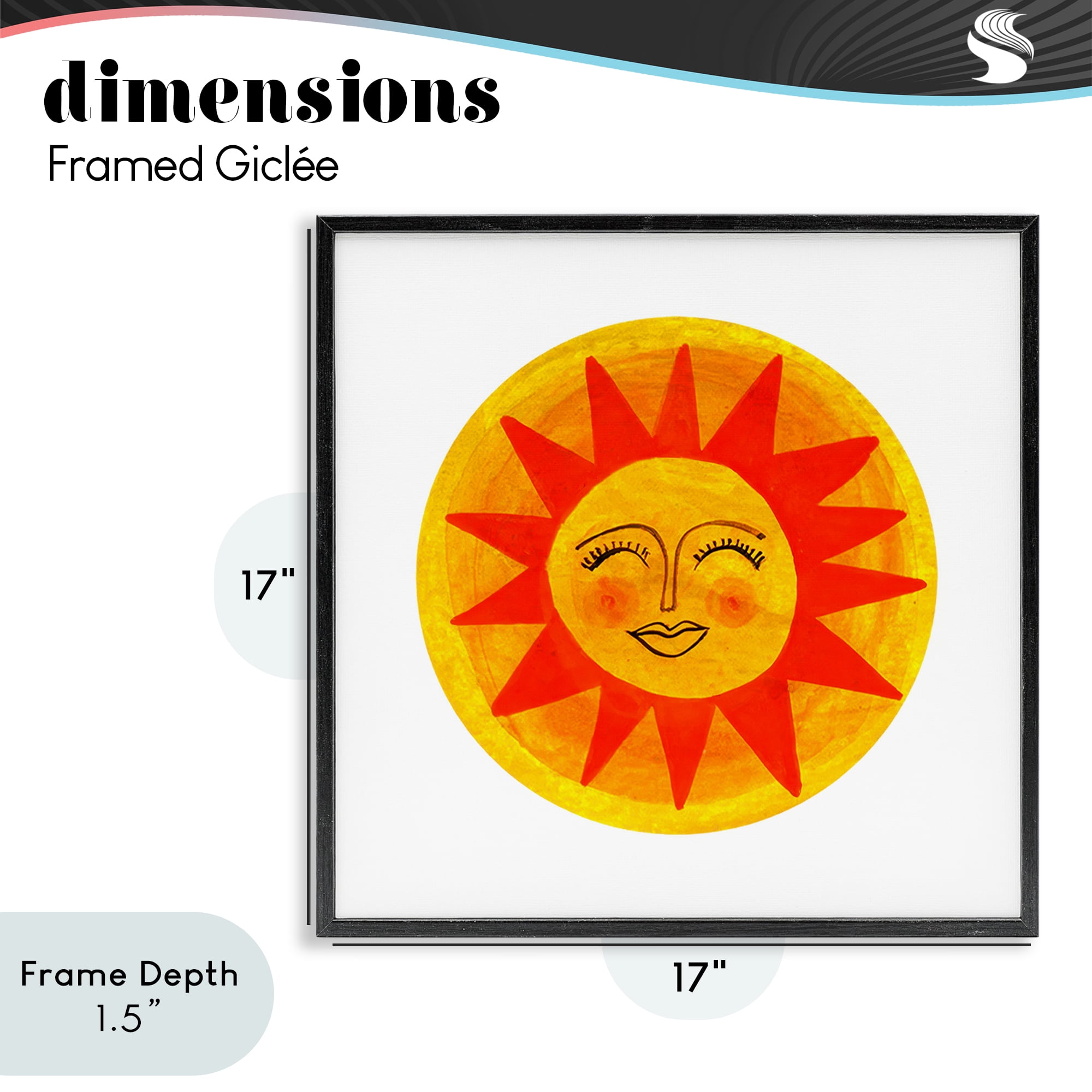 Stupell Industries Warm Fiery Sun Black Framed Giclee Art, design by Katherine Herrell Studio