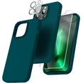thumbnail image 1 of TOCOL Funda 5 en 1 para iPhone 13, con 2 protectores de pantalla + 2 protectores de lente de cámara, funda de silicona líquida para iPhone 13, azul medianoche, 1 of 4