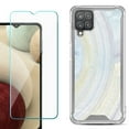 thumbnail image 1 of Shockproof Bumper Phone Case for Samsung Galaxy A12, with Tempered Glass Screen Protector, by OneToughShield ® - Marble / Rainbow, 1 of 3