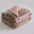 thumbnail image 2 of NC Sherpa Borrego Blanket 3 Piece, Flannel Fleece Blanket Set, King 79"x91", Woodrose, 2 of 6