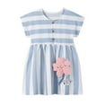 thumbnail image 2 of LYMAYTER Robe d'Été Décontractée pour Tout-Petites Filles, Mignonne à Rayures Imprimées, Douce à Manches Courtes, Robe de Tous les Jours 2-7 Ans, 2 of 8