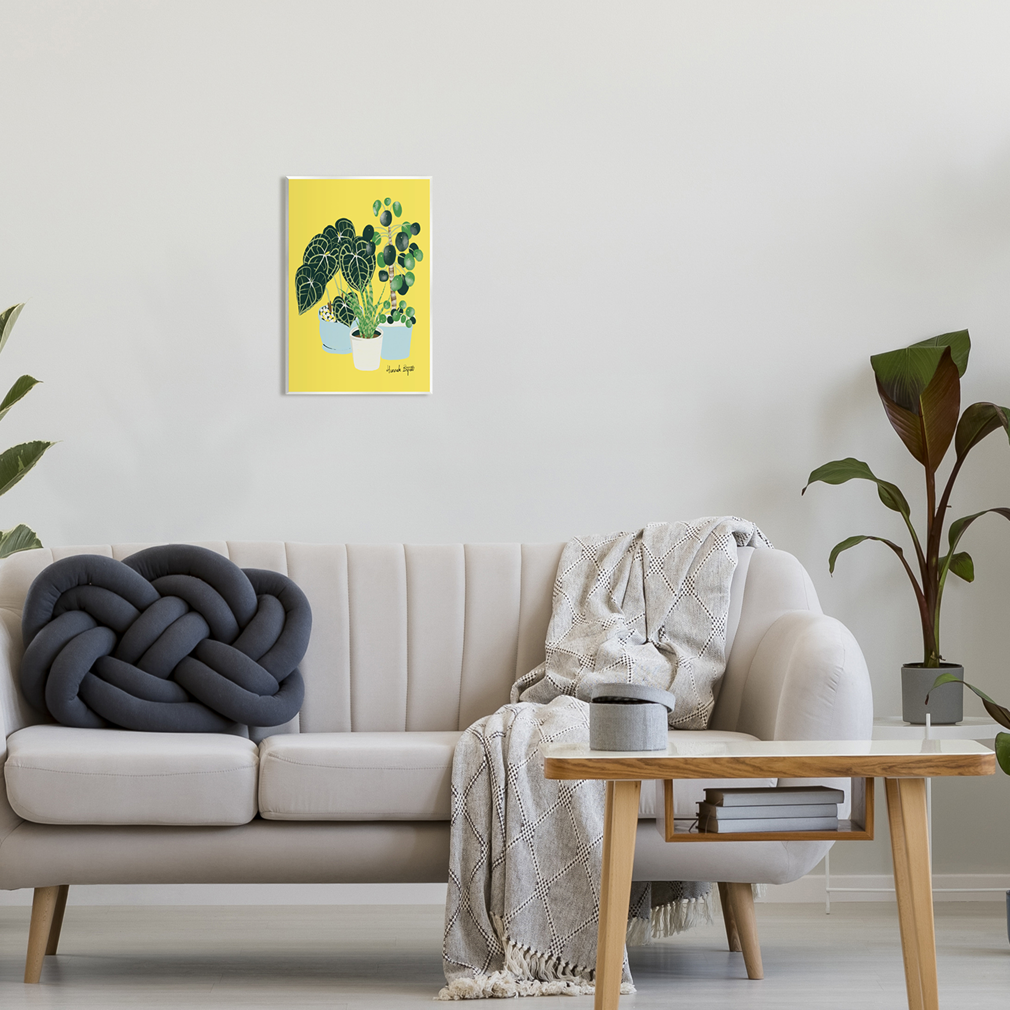 Stupell Industries House Plants on Yellow Botanical & Floral Painting Unframed Art Print Wall Art, 10 x 15