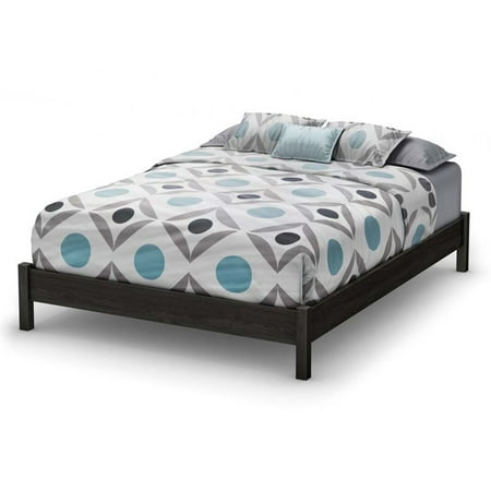 5/0 Queen Canopy Bed - South Shore Tao Queen Platform Bed on Legs, Gray Oak