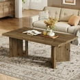 thumbnail image 3 of Tribesigns Wood Coffee Table, 47-Inch Farmhouse Rectangle Center Table with Triangle Legs for Living Room, Brown, 3 of 7