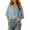 Blue, variant on Women T-Shirts Lapel V Neck Half Sleeve Shirt Loose Textured Casual Blouse Tops Trendy Solid Color Streetwear