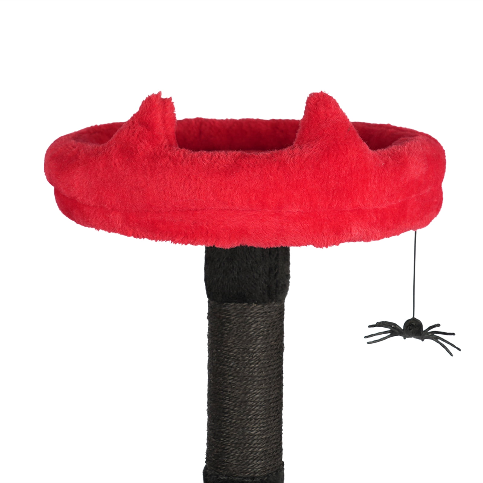 Zimtown 5-Layer Halloween Cat Tree with Scratching Post, Plush Cave Bed & Glow Eyes, Black & Red