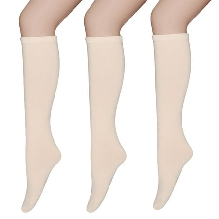 

Henwarry Solid Color Cotton Soft Opaque Knee High Socks for Men and Women-3 Pairs (as1 numeric numeric_5 numeric_9 regular regular B06-Beige 5-9)
