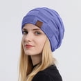 thumbnail image 4 of Slouchy Beanie for Men and Women Cable Knit Hat Winter Warm Skull Cap Purple, 4 of 4