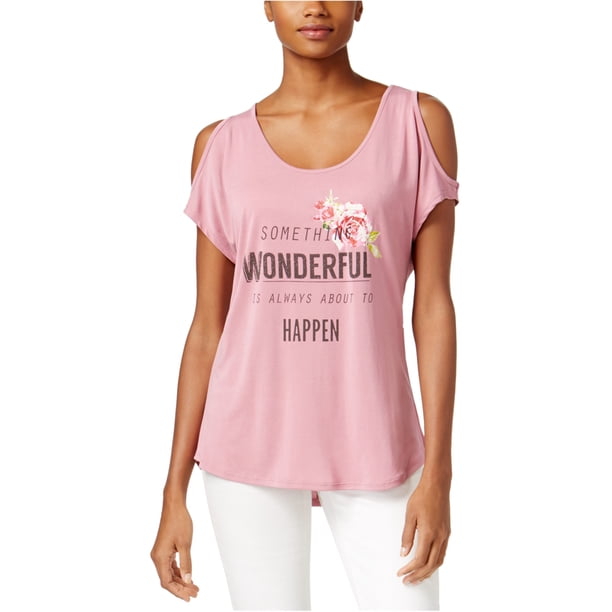 Jamie & Layla - Camiseta gráfica para mujer con hombros descubiertos, rosa, pequeña