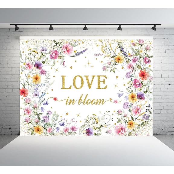 Love in Bloom Bridal Shower Backdrop Wildflower Wedding Bridal Shower Banner Background Spring Floral Engagement Wedding Bachelorette Party Photo Decor Supplies