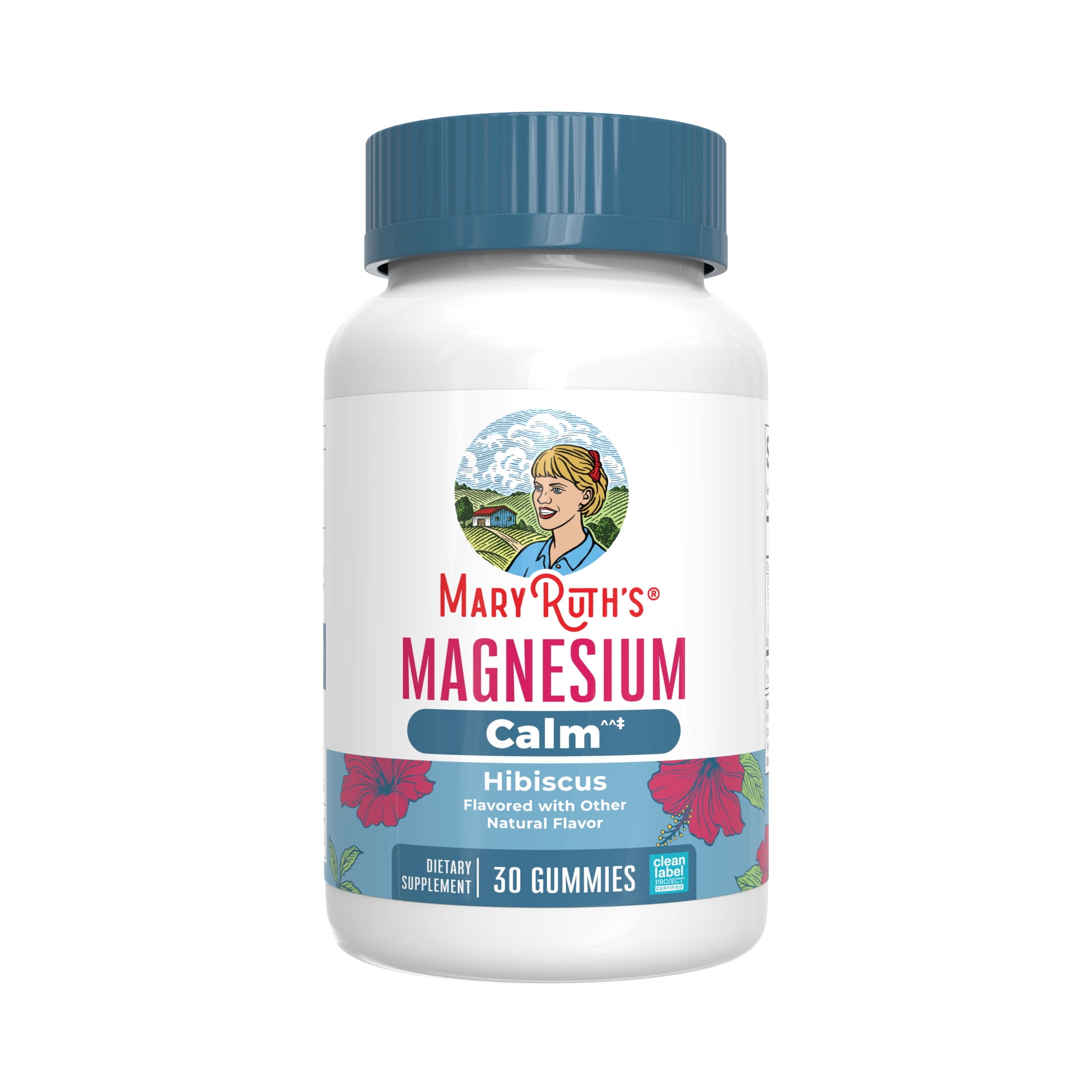 MaryRuth Organics Adult Magnesium Calm Gummies for Bone and Joint Health, Mineral Supplements, Hibiscus, 30 Count