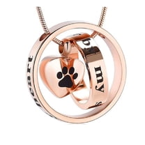 Circle of life with Paw Print Heart Pet Cremation Urns for Dog Ashes Cat Ashes Cremation Jewelry for Ashes Necklace for Ashes of Loved Pet