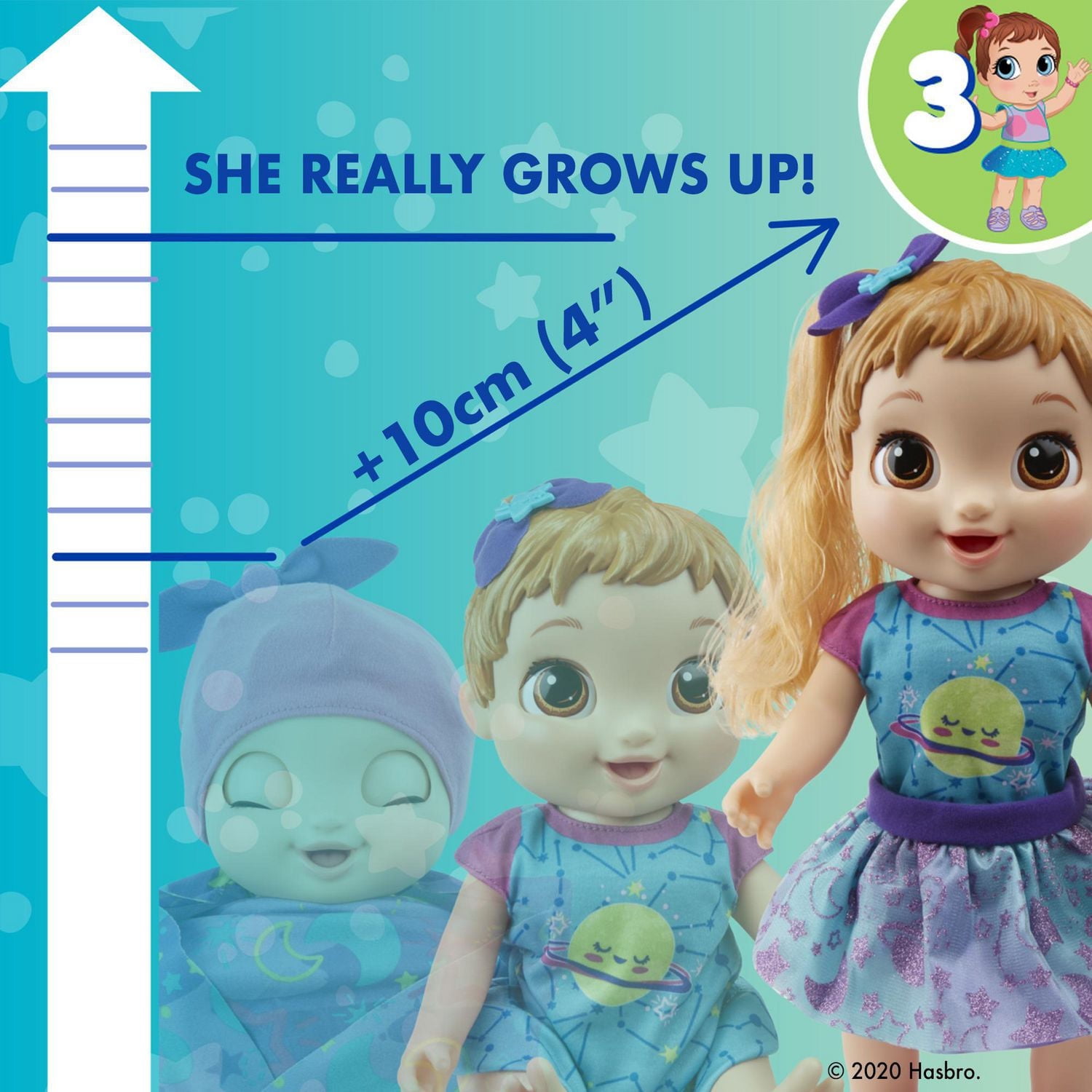 Baby Alive Baby Grows Up (Dreamy) - Shining Skylar or Star Dreamer, Growing and Talking Baby Doll