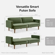 Mopio Convertible Futon Sofa Bed Chloe Premium Velvet Adjustable Folding Backrest, Olive Green