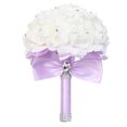 thumbnail image 1 of XmhyTop Ramo de novia de rosas artificiales, ramo de flores moradas para dama de honor con cintas de diamantes, ramos de flores falsas para bodas, compromisos, iglesias, 1 of 5