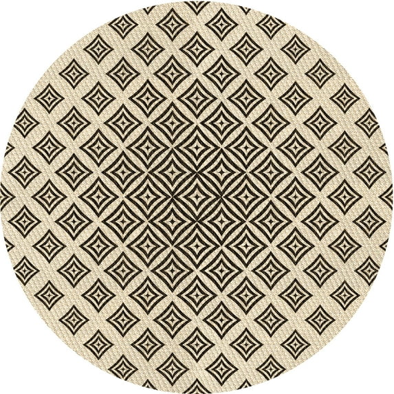 Ahgly Company Machine Washable Indoor Round Transitional Coffee Brown Area Rugs, 4' Round