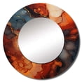 thumbnail image 2 of Designart "Lava Inspiration Fiery Glow I" Abstract Liquid Ink Orange Large Round Mirror - Round Office Mirror Wall Decor - Modern Round Printed Mirror - 29" x 29", 2 of 6