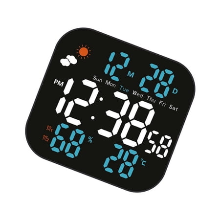 Alarm Clocks for Bedroom LED Digital Weather Clocks Desk Alarm Clock with Date