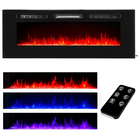 XtremepowerUS 50" Dual Insert Mount or In-Wall Recessed Wall Mount Electric Fireplace Insert Heater Adjustable Flame Remote Control