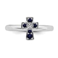 thumbnail image 4 of 925 Sterling Silver Stackable Expressions Rhodium Created Sapphire Cross Ring Size: 10; for Adults and Teens; for Women and Men, 4 of 5